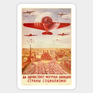 Long Live Mighty Aviation! SOVIET PROPAGANDA Art Vintage Airplane Sticker